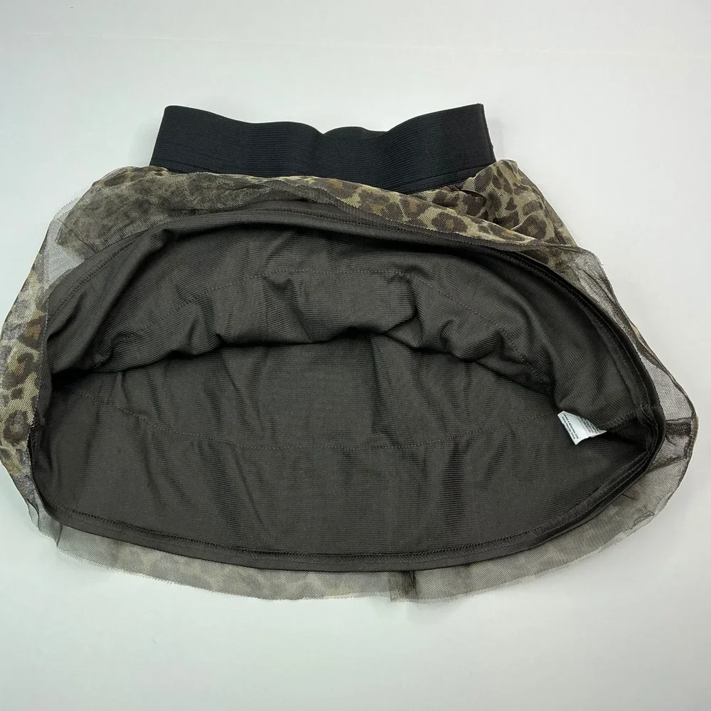 The Children's Place Brown Leopard Print Skirt Girls 10/12 Tiered Mesh Elastic
